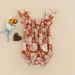 Rompers Cute Baby Clothes Summer New Fashion Baby Toddler Girls Clothes Cotton Daisy Print Sleeveless Square Neck Romper Jumpsuit J220922