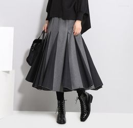 Skirts Women's Woolen Skirt Autumn And Winter Elastic Waist Stitching