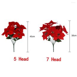 Decorative Flowers Poinsettia Bushes Home Vase Ornamental Flower Pot Christmas Decoration Xmas Decor Bouquets Simulation Bouquet