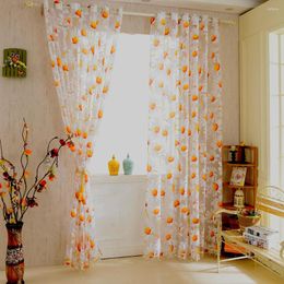 Curtain White Orange 1 2.5M Sunflower Voile Window Panel Sheer Tulle Drapes Decorative Curtains For Living Room Bedroom Home Decor