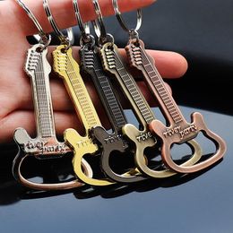 Innovative Retro Guitar Opener Metal Keychain Creative Music Bar Keychain Gastropub Practical Gifts Pendant Party gift GWB15683