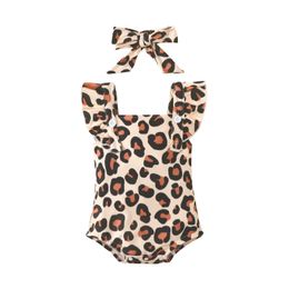 Rompers Toddler Romper 2022 Summer Fashion Newborn Baby Girl Clothes Cotton Leopard Printed Sleeveless Jumpsuit Baby Outfits J220922