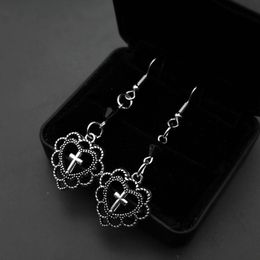Gothic Punk Hollow Heart Cross charms Pendant Earrings Religion Dark Art Goth Jewellery Earrings for Women Rock Metal Gifts