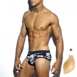 Men's Swimwear With Pad 2021 Swimming Briefs Camouflage Sexy Pool Sunga Masculina Shorts For J220913