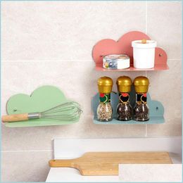 Bathroom Storage Organisation Iron Art Cloud Shape Wall Shelf Punching Hanger Rack Living Room Bedroom Decoration Strong Drop Delive Dhltv