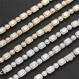 10mm 16-24inch Gold Plated Bling CZ Tennis Chain Necklace 7/8/9inch Bracelet Links Jewelry for Men Women Fashion Jewelry