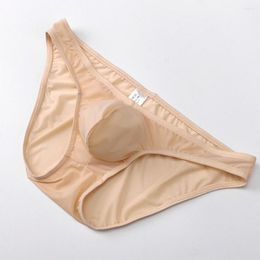 Underpants Men's Panties Sexy Nylon Soft Penis Pouch Briefs Cool Ice Silk Low-Rise Underwear Bikini Thin Breathable