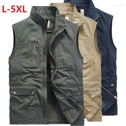 Men's Jackets Plus Big Size Cotton Vest Brand Clothing Autumn Mens Vests Sleeveless Jacket Casual Multi Pocket Waistcoat Coat 5XL