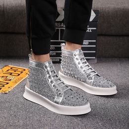 Fashion Classic Men Boots Leather Spiked Toe Hi-top Quality Shoes Flats Outdoor Good Bottoms Ankle Botas Online Sale