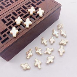 Beads 1pc Natural Freshwater Pearl Cross-shaped White Beaded Charms For Bracelets Jewellery Making Necklaces Accessories