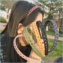 Headbands Candy Solid Color Headbands Plastic Sawtooth Chain Frosting Pressing Hair Hoop Resin Women Children Simplicity Dhseller2010 Dh57Q