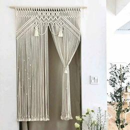 Curtain Handmade Woven Cotton Rope Wedding Home Decor Macrame Tapestry Living Room Background Wall Hanging Ornament Door