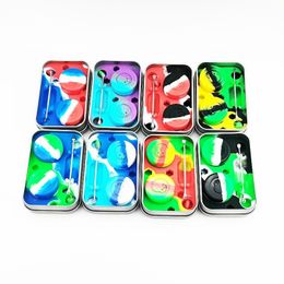 Latest Colorful Silicone Smoking Multiple Use Dry Herb Tobacco Wax Oil Rigs Cigarette Holder Storage Box Spoon Stash Case Dabber Tip Straw Nails Snuff Snorter DHL