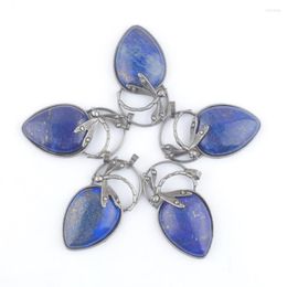 Pendant Necklaces 5Pcs Natural Lapis Lazuli Gem Stone Bead Water Drop Cute Dragonfly Bronze Ancient Silver Jewelry Dangle Charms TN4038