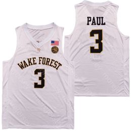 College NCAA Wake Forest Demon Deacons Basketball Jersey Paul Grey White Size S-3XL All Stitched Embroidery