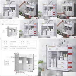 Bathroom Storage Organisation Large Desktop Cosmetics Receiving Box Toilet Rinse Stand Dressing Frame Cosmetic Wall Hanging No Perfo Dhwuv