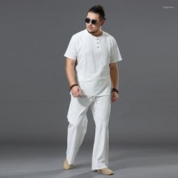 Men's Tracksuits Men's Chinese Style Men Sets Cotton 2022 Loose Short Sleeve Button Shirts & Pants Vintage Casual Suits Streetwear 2