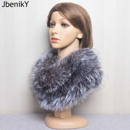 Scarves Luxury Women Winter Real Fur Scarf Warm Fox Headband Ring Natural Fashion Lady Mufflers Y2209