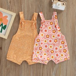 Rompers Summer Newborn Baby Girls Flowers Printed Sleeveless Garter Rompers Jumpsuits Toddler Kids Overalls Clothing Outfits J220922