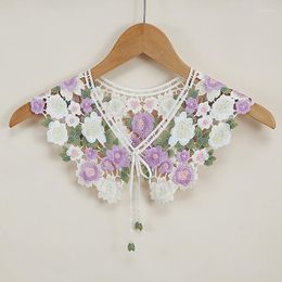 Bow Ties Linbaiway Women Detachable Collars Girls Lapel Fake False Collar Decorative Floral Embroidery Necklace Blouse Tops Neck Shawl