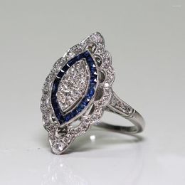 Cluster Rings Sterling Silver 925 Diamond For Women And Men Wedding Filled Womens Blue Necklaces