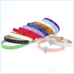 Connectors 8Mm Pu Wrist Strap Connectors Diy Leatherwear Sequins Letter Slide Charms Wristband Bracelet Women Fashion Jewelry Finding Dhyg7