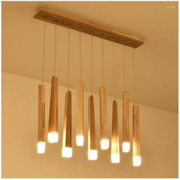 Pendant Lamps 2022 Modern LED Chandelier Living Room Wooden Chassis Lighting Match Acrylic Duplex Floor Staircase Decorative Lamp