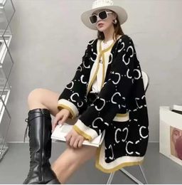 2023 Autumn Winter Women's Sweatshirts Knitted Loose Coat Ladies Outer Wear Thick Streetwear Double Letter Printed Cardigan Sweaters