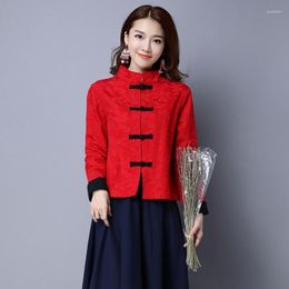 Ethnic Clothing Year Chinese Style Women Hanfu Vintage Long Sleeve Cotton Linen Tang Suit Traditional China Fashion Tops Coat 12073Ethnic