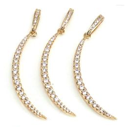 Pendant Necklaces 10Pcs Clear CZ Micro Pave Thin Crescent Moon Gold Shaped Plated