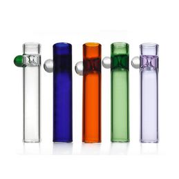 Latest Colourful Heady Pipes Philtre Tube Thick Glass Bong Portable Dry Herb Tobacco Catcher Taster Bat One Hitter Cigarette Smoking Holder DHL