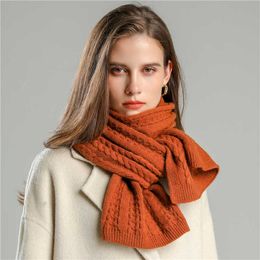 Scarves Warm Knitted Scarf Women Winter Solid Braid Long Skinny Anual Thick Woollen Yarn Shls and Wraps Bufanda Foulard 2022 Y2209