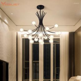 Pendant Lamps Creative Ball Glass Bubble Chandelier Minimalist Magic Bean Lamp Retro Iron Lights AC110-240V