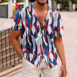 Men's Casual Shirts Men Button Down Summer Printed Short Sleeves Lapel Shirt Fashionable Comfy Beach Hawaii Camisas De Hombre In Stock