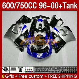 Fairings & Tank For SUZUKI SRAD GSXR600 GSXR 600 750 CC 1996 1997 1998 1999 2000 Body 156No.105 GSXR750 600CC GSX-R750 750CC 96-00 GSXR-600 96 97 98 99 00 Fairing blue silvery