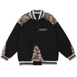 Men's Jackets LACIBLE Hip Hop Harajuku Streetwear Jacket Patchwork Embroidery Bear 2022 Autumn Men Casual Pockets Bomber Coat