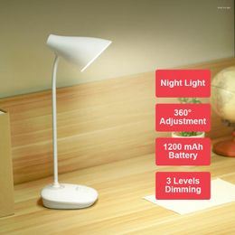 abs chrome UK - Table Lamps LED Stand Desk Lamp Modern Touch Switch 5V Rechargeable Student Study For Bedroom Work Office