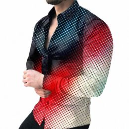 men s casual long sleeve tops UK - men's Casual Shirts 2022 Spring Autumn Men Long Sleeve Turn-down Collar Buttoned Tops Polka Dot Print Shirt S-3XL 35RK#