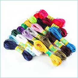 Cord Wire 20M 1.5Mm Mix Color Nylon Black Rattail Satin Chinese Knotting Silk Rame Cord Beading Braided Shamballa String Thread Jewe Dhyrf