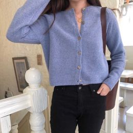 Women's Sweaters Cashmere Women Sweaters SingleBreasted Wool Knitted Autumn Winter 2020 Vest Long Sleeve Loose Outfit Cropped Soft J220915