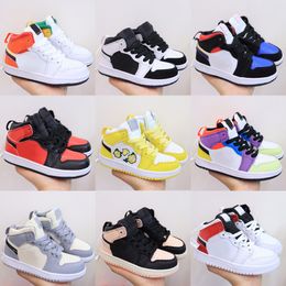 boys high top sneakers Australia - kids students Jumpman 1 high top Basketball Shoes Boys Girls Children Toddler Sports sneakers Trainer panda Dark Pony Smoky Mauve Youth Outdoor Sneaker 1s