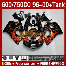 & Tank Fairings For SUZUKI SRAD GSXR600 GSXR 750 600 CC 1996-2000 156No.142 GSXR-600 GSXR750 750CC 1996 1997 1998 1999 2000 GSX-R750 600CC 96 97 98 99 00 Fairing orange flames