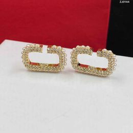 Glittering Diamond Letters Charm Earrings Rhinestone Designer Eardrops Women Alphabet Studs Dangler With Box