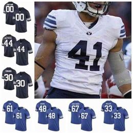 Sj NCAA College Jerseys BYU Cougars 1 Zach Wilson 4 Lopini Katoa 15 Aleva Hifo 18 Gunner Romney 21 Talon Shumway Custom Football Stitched