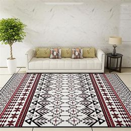 Carpets National Style Parlor Living Room Decorative Carpet Floor Door Yoga Mat Pad Bathroom Area Rug Red Black Ethnic Striped Floral