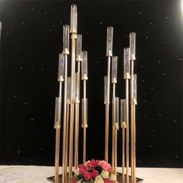 -Металлические подсвечники цветочные вазы подсвечники Свадебные столы Центральные столы Candelabra Стояние Стояния вечеринки 1499 D3