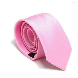 Bow Ties Fashion Solid Polyester Slim Pink Neck Skinny For Men 6cm Width