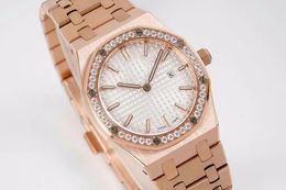 Luxury 67651 Lady Watch 33mm 18K Rose Gold White Dial Diamond Bezel Swiss Quartz Sapphire Crystal Womens Watch