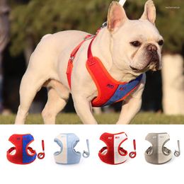 Dog Collars Cute Patchwork Pet Cat Vest Harness Leash Soft Padded Chihuahua Puppy Adjustable Walking Small Medium Collar