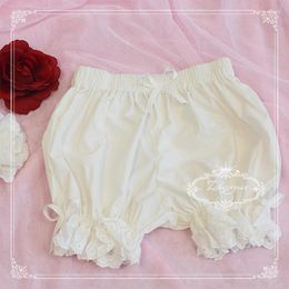 Women's Shorts Women's 2022 Summer Women Cute Girl Lace Patchwork Lolita Style Pumpkin Bloomers Kawaii Sweet White Black Colour